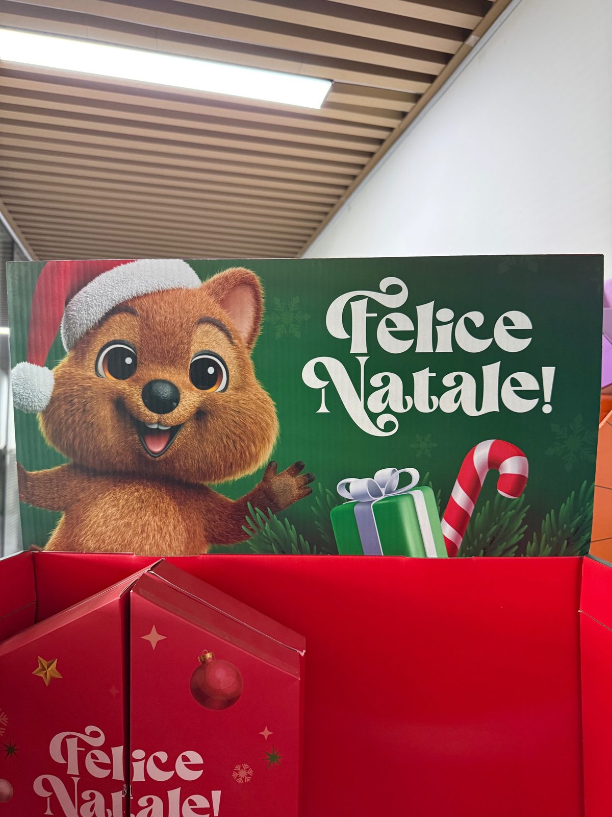Custom printed header board of Christmas floor display stand